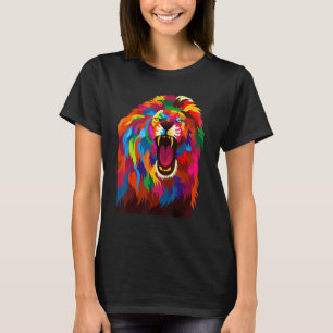 Cool Lion Head With Bright Colourful T-Shirt