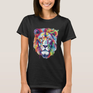 Cool Lion Head with Bright Colourful T-Shirt