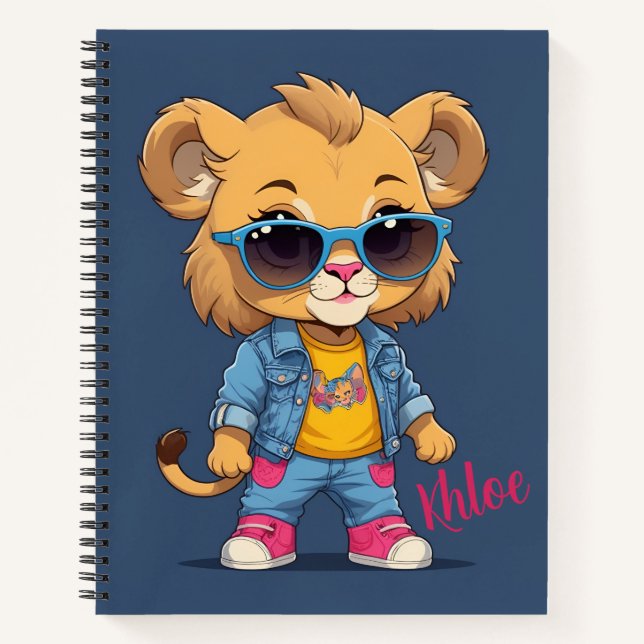 Cool Lion Personalised  Notebook (Front)