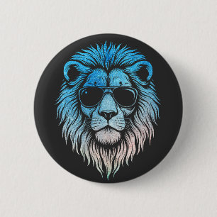 Cool Lion Wearing Sunglasses Artwork Lion 6 Cm Round Badge