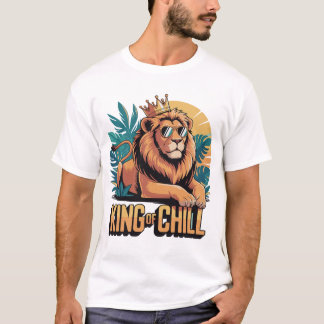Cool Lion with Crown & Sunglasses Design T-Shirt