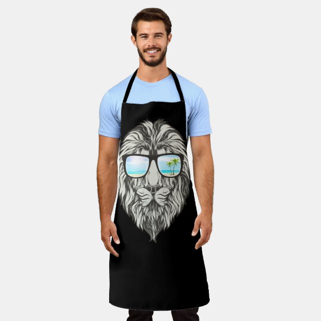 Cool Lion With Summer Sunglasses Apron (Worn)