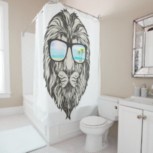 Cool Lion With Summer Sunglasses Duvet Cover Shower Curtain