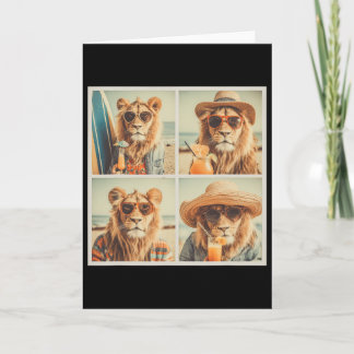 Cool Lions With Sungles Cute Animal Vacation Beach Card
