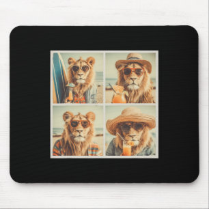 Cool Lions With Sungles Cute Animal Vacation Beach Mouse Pad