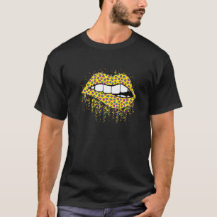 Cool Lips Bite Kiss Me Leopard Print Cheetah Mardi T-Shirt