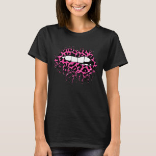 Cool Lips Bite Kiss Me Leopard Print Cheetah Valen T-Shirt