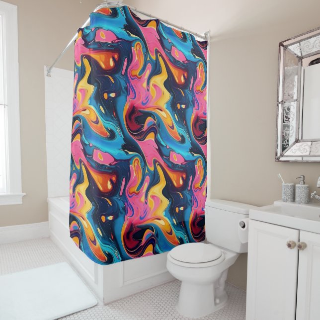 Cool liquid abstract tiled pattern  shower curtain (In Situ)