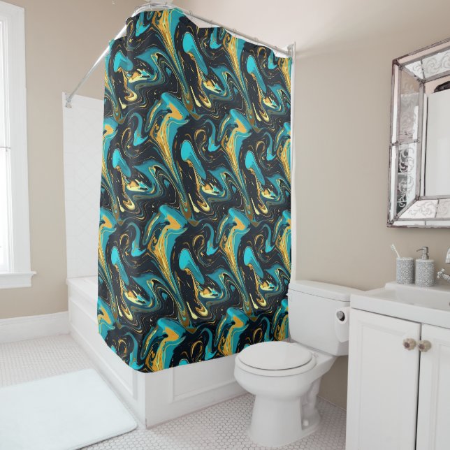 Cool liquid abstract tiled pattern Shower Curtain (In Situ)