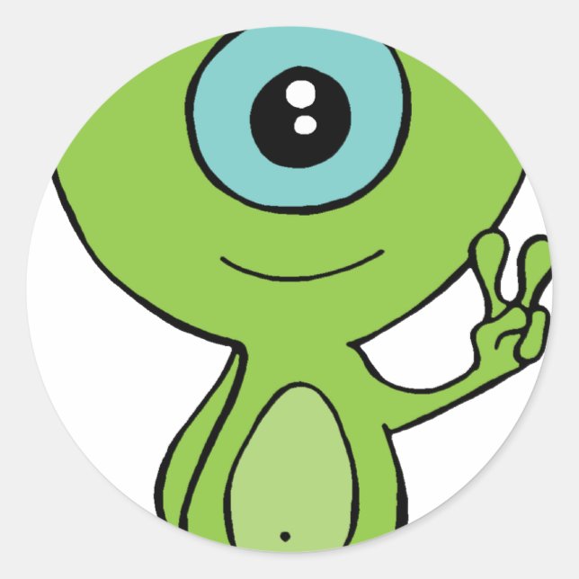 Cool Little Alien Classic Round Sticker (Front)