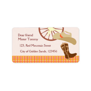 Cool little cowboy and horse Birthday Party Label