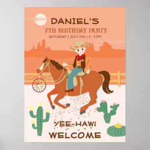 Cool little cowboy and horse Birthday Party Poster