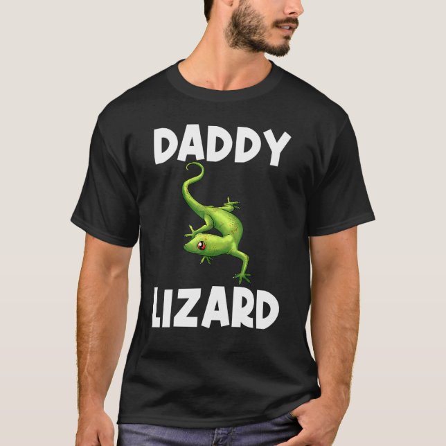 Cool Lizard For Men Father Gecko Green Reptile Ani T-Shirt (Front)