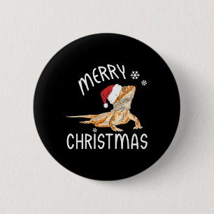 Cool Lizard Reptile with Christmas Hat   6 Cm Round Badge