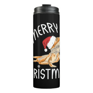 Cool Lizard Reptile with Christmas Hat Thermal Tumbler