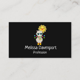 Cool Llama and Smiling Kawaii Sun Business Card