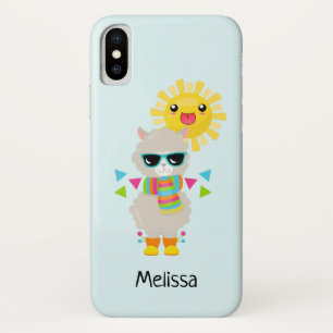 Cool Llama and Smiling Kawaii Sun iPhone X Case