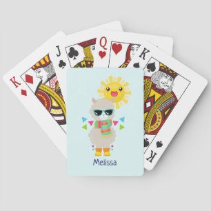 Cool Llama and Smiling Kawaii Sun Playing Cards