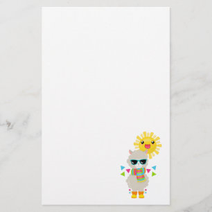 Cool Llama and Smiling Kawaii Sun Stationery
