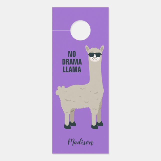 Cool Llama custom name & colour door hangers (Front)