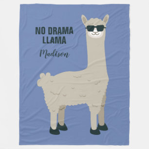 Cool Llama custom name & colour fleece blankets