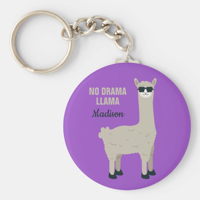 Cool Llama custom name & colour key chains (Front)
