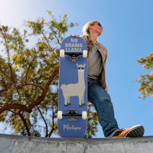 Cool Llama custom name & colour Skateboard