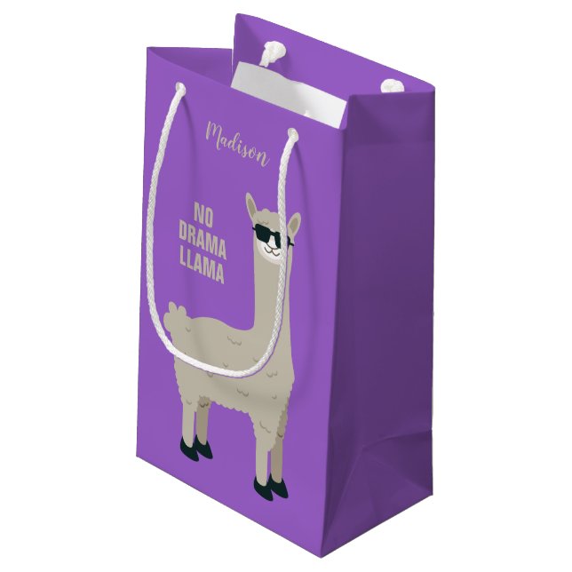 Cool Llama custom name, text & colour gift bags (Back Angled)