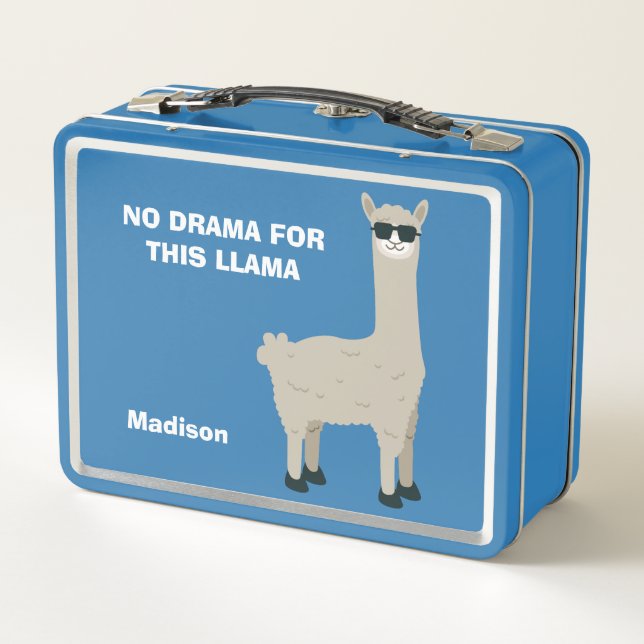 Cool Llama custom name & text lunch boxes (Back)