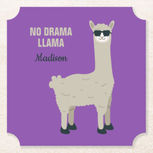 Cool Llama custom text & colour paper coasters