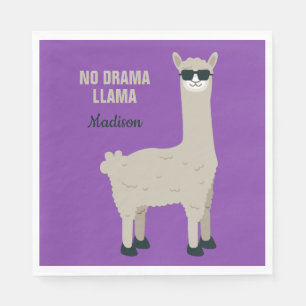 Cool Llama custom text & colour paper napkins