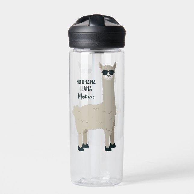 Cool Llama custom text Water Bottle (Front)