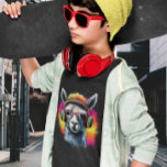 Cool Llama DJ with Headphones T-Shirt<br><div class="desc">This design may be personalised by choosing the Edit Design option. You may also transfer onto other items. Contact me at colorflowcreations@gmail.com or use the chat option at the top of the page if you wish to have this design on another product or need assistance with this design. See more...</div>