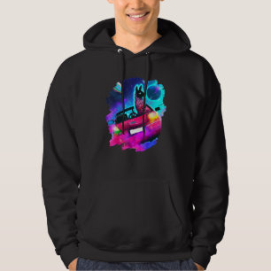 Cool Llama Driving Sports Car In Space Alpaca  Lla Hoodie