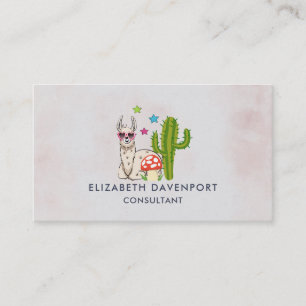 Cool llama in Heart-Shaped Sunglasses Business Card