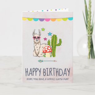Cool llama in Heart-Shaped Sunglasses Card