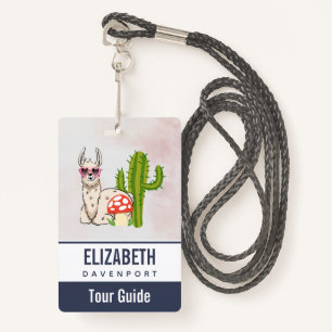 Cool llama in Heart-Shaped Sunglasses ID Badge