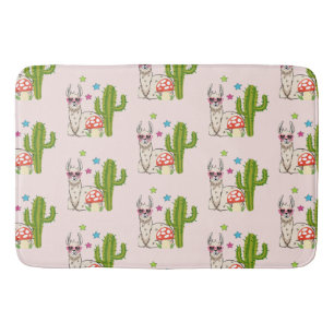 Cool llama in Heart-Shaped Sunglasses Pattern Bath Mat