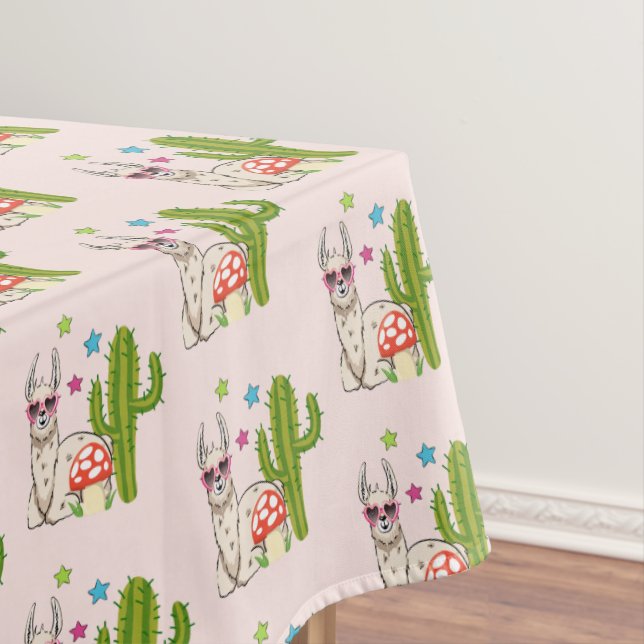 Cool llama in Heart-Shaped Sunglasses Pattern Tablecloth (In Situ)
