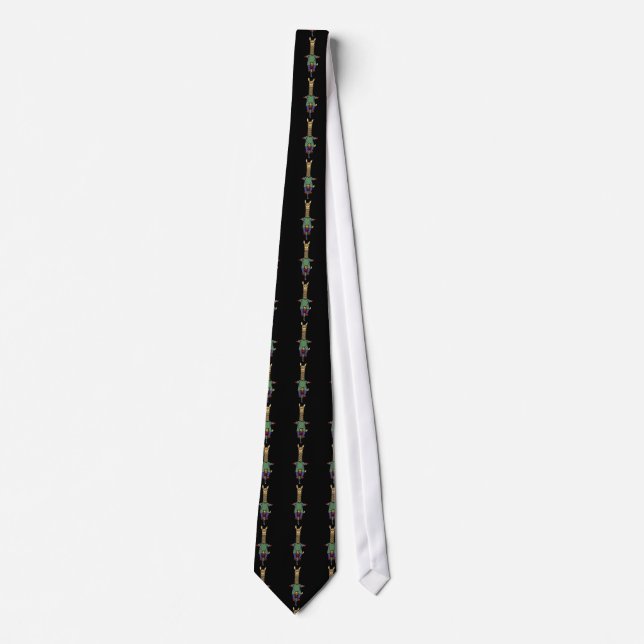 Cool Llama Riding Bicycle Cartoon Tie (Front)
