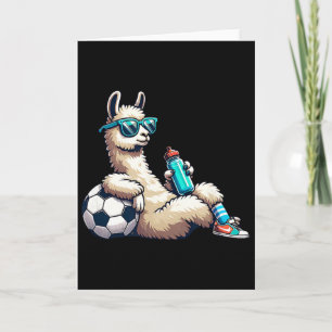 Cool Llama Soccer Player With Sungles And Water Bo Card