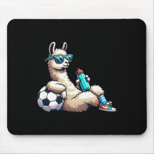 Cool Llama Soccer Player With Sungles And Water Bo Mouse Pad