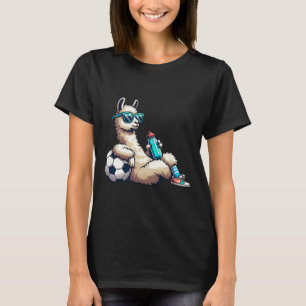Cool Llama Soccer Player With Sungles And Water Bo T-Shirt
