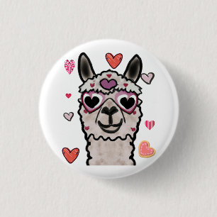 Cool Llama with Heart Glasses 3 Cm Round Badge