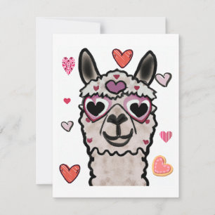 Cool Llama with Heart Glasses Card