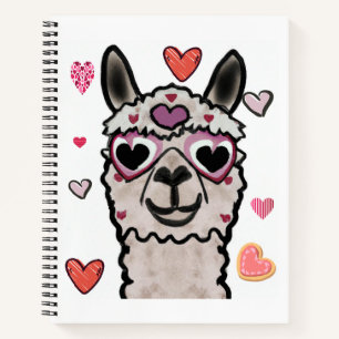 Cool Llama with Heart Glasses Notebook