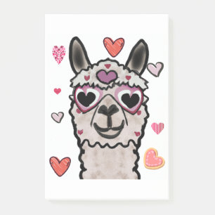 Cool Llama with Heart Glasses Post-it Notes