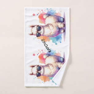 Cool Llama with Sunglasses Hand Towel