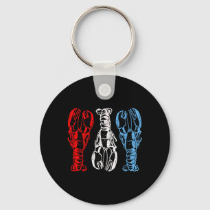 Cool Lobsters Aamerican Blue White Red Key Ring
