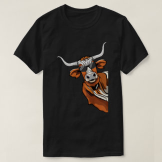 Cool Longhorn Cowboy Sunglasses Western Texas T-Shirt